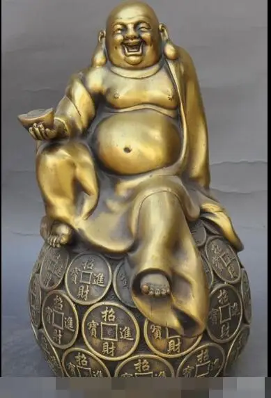 S2728 china Buddhism bronze wealth yuanbao Sit coin Happy Laugh Maitreya Buddha Statue
S2728 china Buddhism bronze wealth yuanbao Sit coin Happy Laugh Maitreya Buddha Statue