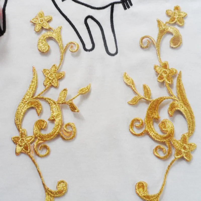Gold and Silver applique mirror pair iron-on patches embroidery applique trims 22*7cm
Gold and Silver applique mirror pair iron-on patches embroidery applique trims 22*7cm