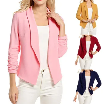 Women 3/4 Sleeve Blazer Open Front Short Cardigan Suit Jacket Work Office Coat femme chaqueta femenina OL blazermujer A1
Women 3/4 Sleeve Blazer Open Front Short Cardigan Suit Jacket Work Office Coat femme chaqueta femenina OL blazermujer A1