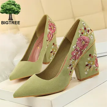 BIGTREE Classics Colorful Embroider Shallow Wedding Shoes Women Pumps Solid Flock Pointed Toe High Heels Shoes Women's Show Thin
BIGTREE Classics Colorful Embroider Shallow Wedding Shoes Women Pumps Solid Flock Pointed Toe High Heels Shoes Women's Show Thin