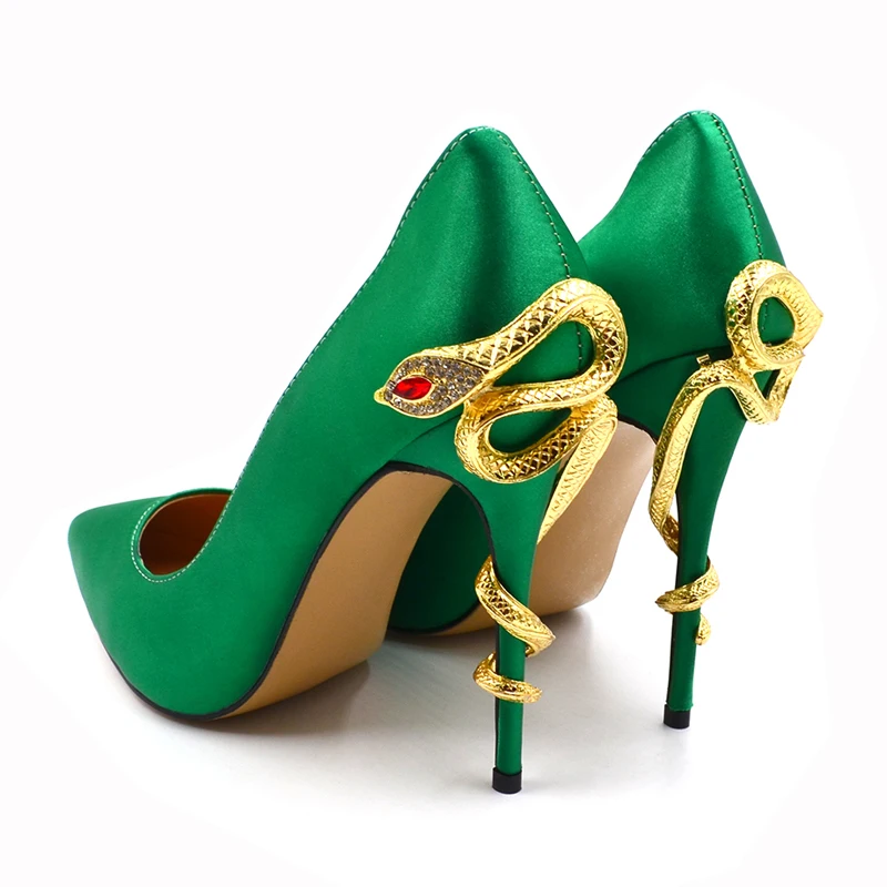 emerald green and gold heels