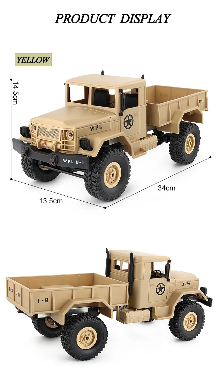 3 High Speed four-wheel Drive Remote Control Car Toy Off-road Vehicle Climbing Car 2.4G Radio Remote Control Military Truck RC B14