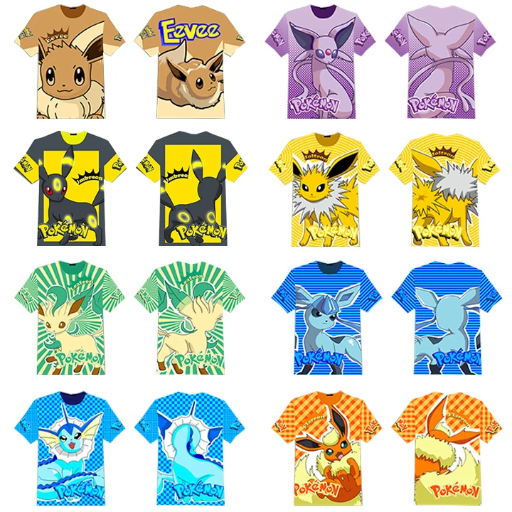 Game Pocket Monster Pokemon Eevee Espeon Jolteon Flareon T-shirt Full Printed Tee Tops Short Sleeve Summer Cosplay Costume Cute
Game Pocket Monster Pokemon Eevee Espeon Jolteon Flareon T-shirt Full Printed Tee Tops Short Sleeve Summer Cosplay Costume Cute