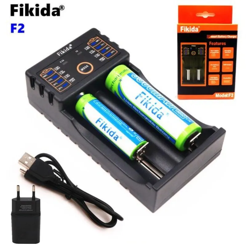 

2018 Fikida F2 18650 charger 1.2V 3.7V 3.2V 3.85V AA / AAA 18350 26650 10440 14500 16340 25500 NiMH lithium battery charger