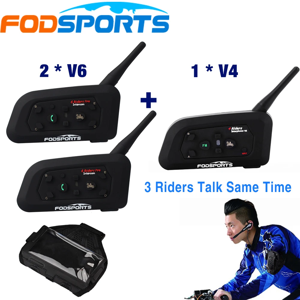 Fodsports Brand 1*V4+2*V6/set 1200m BT Headset 3 Riders Talking For Football Referee Judge Biker Wireless Bluetooth Intercom
Fodsports Brand 1*V4+2*V6/set 1200m BT Headset 3 Riders Talking For Football Referee Judge Biker Wireless Bluetooth Intercom
