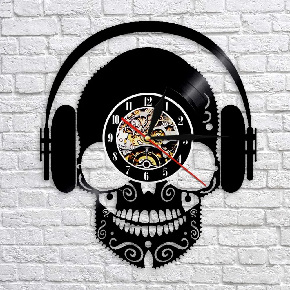 Skull Headphone Listen To Music Personlized Wall Art Decor Clock Modern Vinyl Record Wall Clock Musical Skull Time Clocks
Skull Headphone Listen To Music Personlized Wall Art Decor Clock Modern Vinyl Record Wall Clock Musical Skull Time Clocks