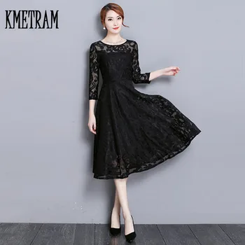 KMETRAM Women Black Lace Long Dresses Ladies O-Neck Three Quarter Sleeve Office Work Spring Party Plus size Dress MY077
KMETRAM Women Black Lace Long Dresses Ladies O-Neck Three Quarter Sleeve Office Work Spring Party Plus size Dress MY077