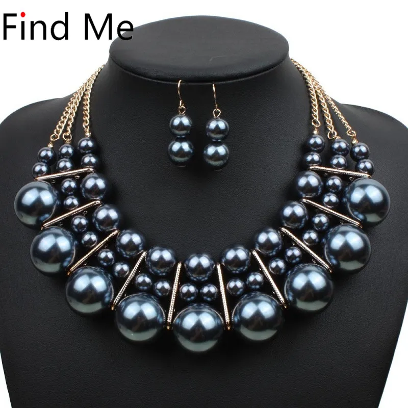 

Find Me 2019 new multilayer Imitation pearl collar choker necklace vintage big beads statement necklace women Jewelry wholesale