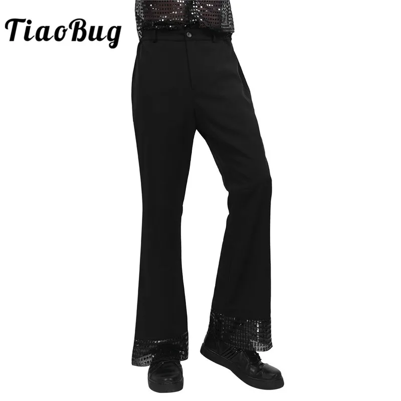 TiaoBug Men Black Vintage Jazz Dance Long Pants Trouser Stage Dance Costume Adult Sequins Cuff Bell Flared Bottom Disco Pants
TiaoBug Men Black Vintage Jazz Dance Long Pants Trouser Stage Dance Costume Adult Sequins Cuff Bell Flared Bottom Disco Pants