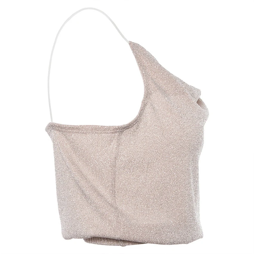 OOTN Lurex Crop Top Spaghetti Strap Tops Draped Off Shoulder Tank Tops Summer Women Camis Sexy Sleeveless Female Camisole 2019 (13)