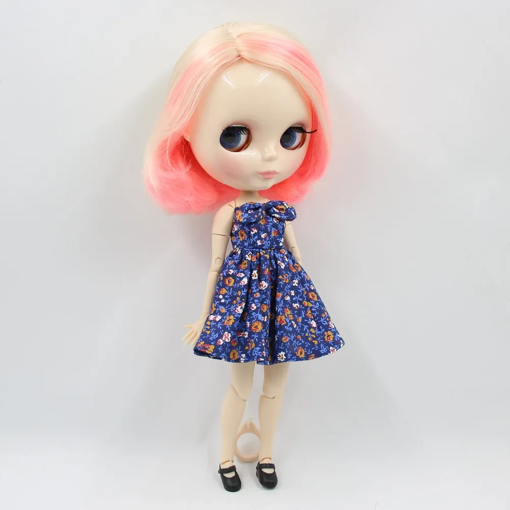 

factory blyth doll 1/6 bjd joint body white skin 30cm short hair blonde and pink hair naked doll BL1263/340/3139