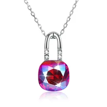 Swarovski elements sterling Silver 925 Lock crystal necklace, Fashion jewelry accessories wholesale