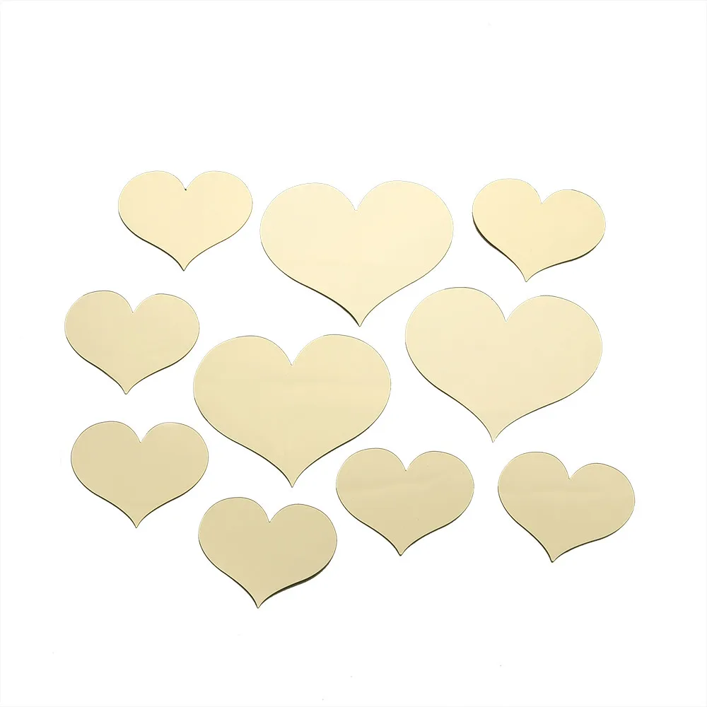 10pcs Love Heart Acrylic 3D Mirror Wall Sticker DIY Art Decor Stickers Home Living Room Mirrored Decorative | Дом и сад
