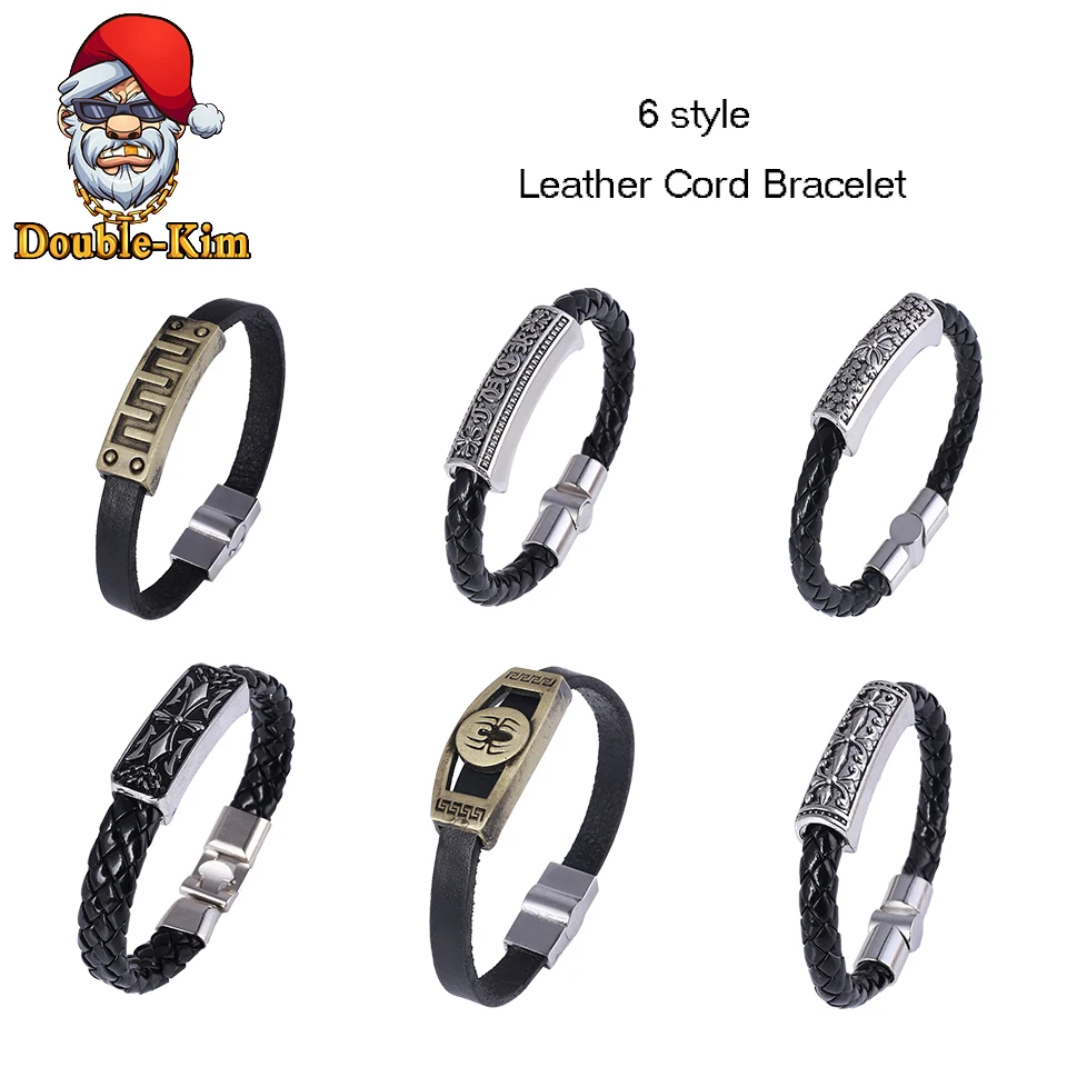 

6 Style Contracted Style Leather Rope Bracelet Hip-Hop Street Culture PU Leather Rope Man Bracelet Fashion Trendy Men Jewelry