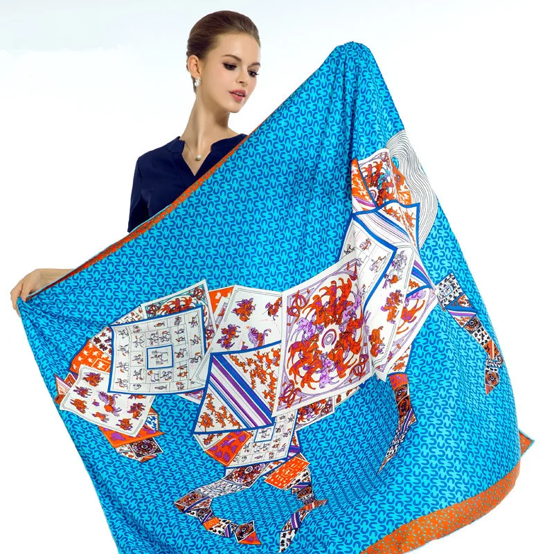 Euro Vintage Poker Horse Pattern Print Square Scarves Super Large Twill Silk Women Scarf 130*130 Brand Quality Gift Luxury Shawl
Euro Vintage Poker Horse Pattern Print Square Scarves Super Large Twill Silk Women Scarf 130*130 Brand Quality Gift Luxury Shawl