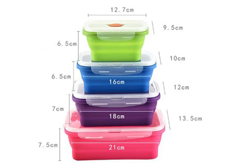 Baby Food Storage Food-grade Silicone Children Folding Box Portable Outdoor Camping Travel Non Toxic Toddler Dinnerware BB5063 (6)