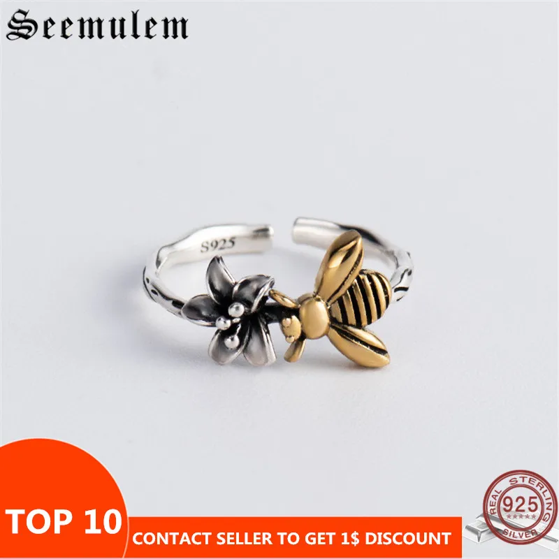 Seemulem Original Bee Rings for Women Simple Open 925 Sterling Silver Ring Bee Female Ring Insect Korean 2019 925 Silver Jewelry
Seemulem Original Bee Rings for Women Simple Open 925 Sterling Silver Ring Bee Female Ring Insect Korean 2019 925 Silver Jewelry