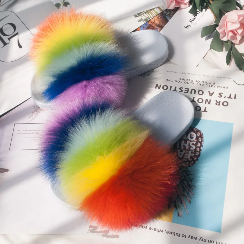 Women Blue Sole Summer fox fur slides Cute Plush Fox slippers 100% real fox hair luxury fashion beach outdoor comfy slippers
Women Blue Sole Summer fox fur slides Cute Plush Fox slippers 100% real fox hair luxury fashion beach outdoor comfy slippers