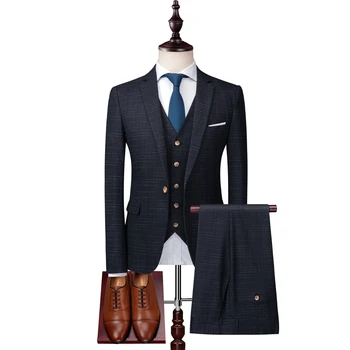 men Striped Plaid Suit Jacket + Pants + Vest, Business Wedding Party Mens Three-Piece Set high quality
men Striped Plaid Suit Jacket + Pants + Vest, Business Wedding Party Mens Three-Piece Set high quality