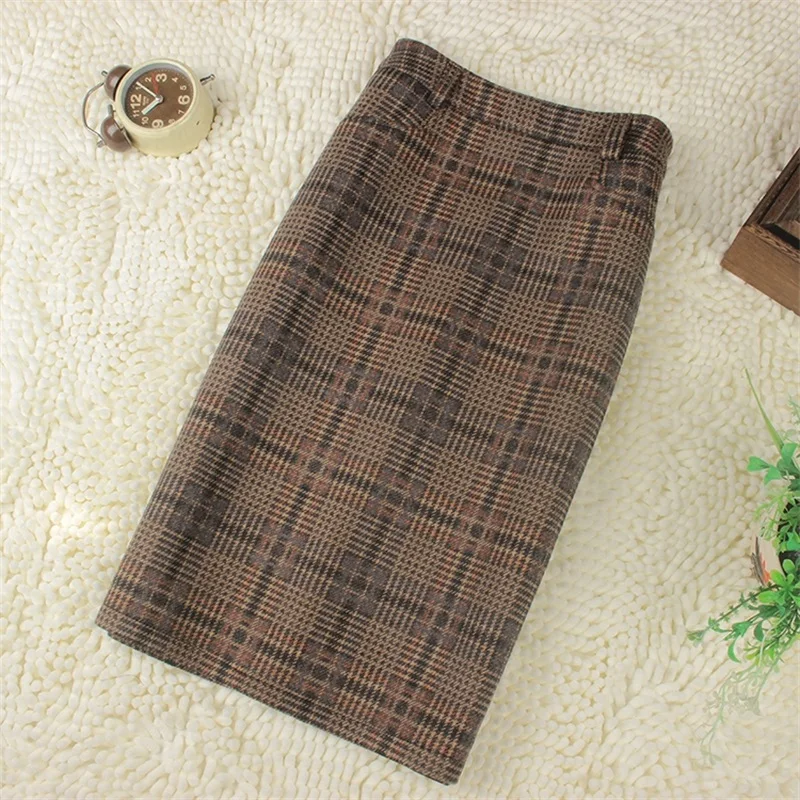 New Vintage Spring Autumn Winter Skirts Women High Waist Woolen Skirt Mid Long lattice Skirt Slim Pencil Skirts Female S-4XL
New Vintage Spring Autumn Winter Skirts Women High Waist Woolen Skirt Mid Long lattice Skirt Slim Pencil Skirts Female S-4XL