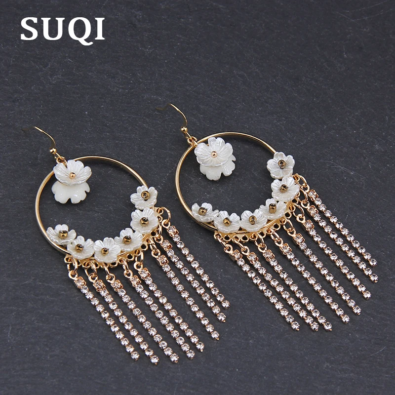 high quality earrings gold flower Rhinestone tassel large earrings bohemian fashion jewelry for women earrings big dangle 2019 
high quality earrings gold flower Rhinestone tassel large earrings bohemian fashion jewelry for women earrings big dangle 2019