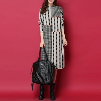 New Knit Sweater Female Elegant Dress 2019 Spring Autumn Fashion Female O-Neck Sweaters Pullover Loose Winter Cashmere Dress 662
New Knit Sweater Female Elegant Dress 2019 Spring Autumn Fashion Female O-Neck Sweaters Pullover Loose Winter Cashmere Dress 662