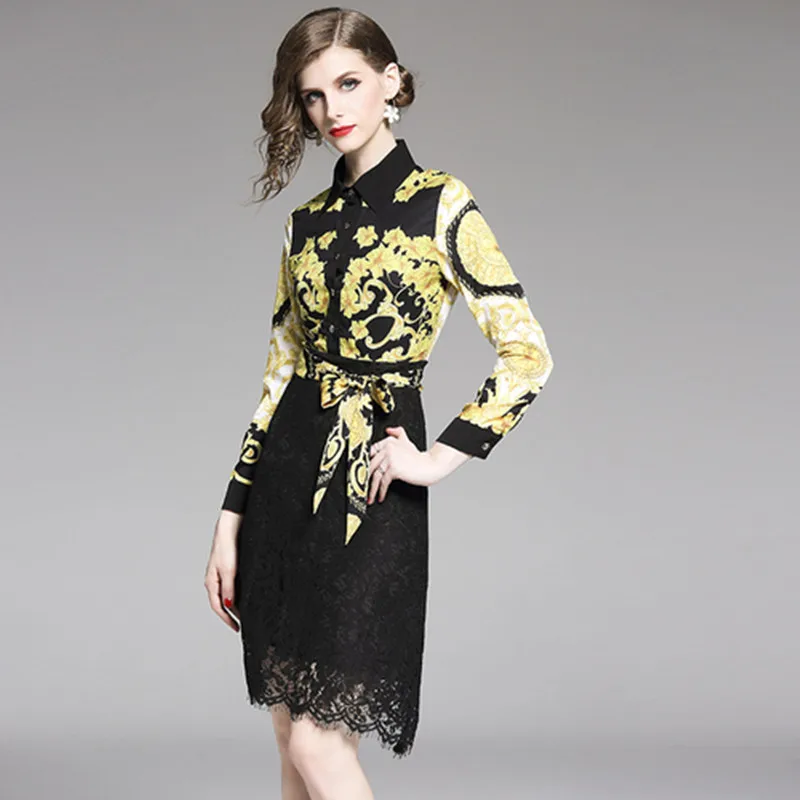 New 2019 Fashion Office Lady Elegant A-line Casual Dress Vintage Print Patchwork Lace Women Party Dresses
New 2019 Fashion Office Lady Elegant A-line Casual Dress Vintage Print Patchwork Lace Women Party Dresses