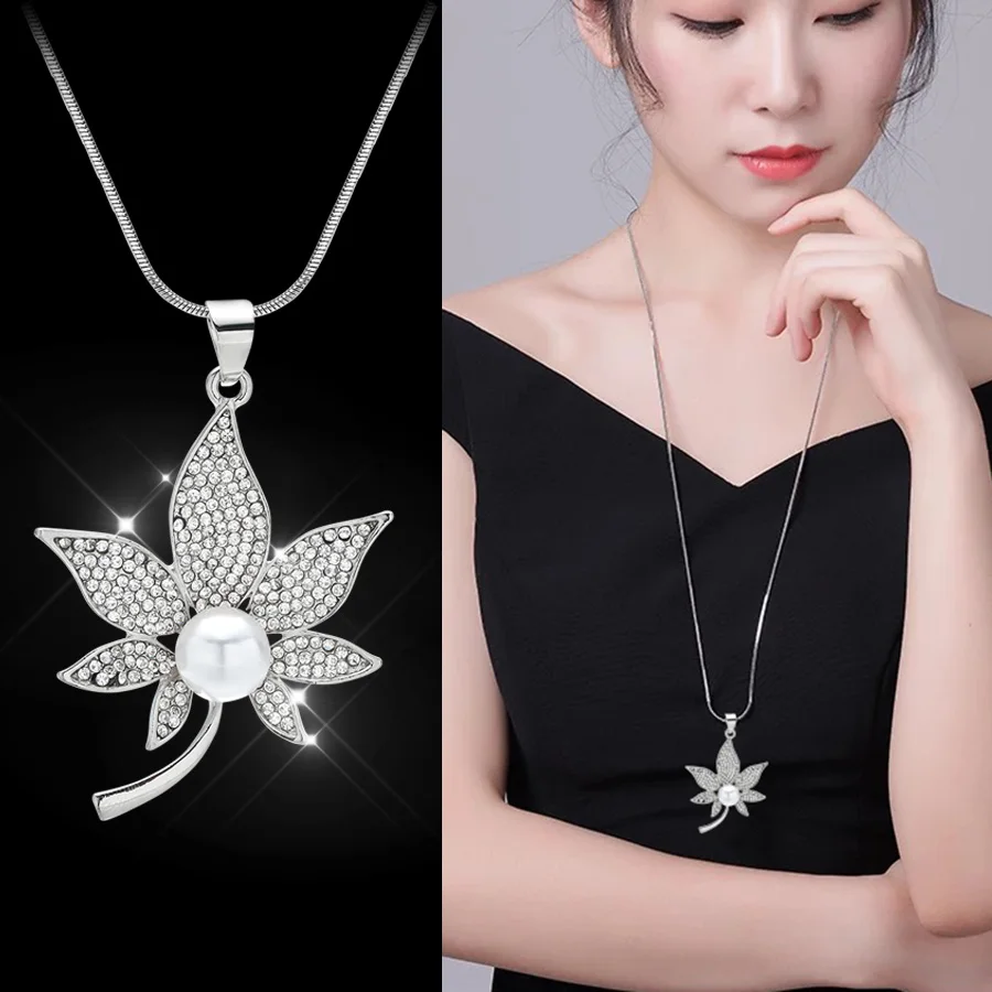 RAVIMOUR Long Chain Necklace Statement Maple Leaf Pendants Necklaces for Women Silver Color Simulated Pearl Choker Jewellery New
RAVIMOUR Long Chain Necklace Statement Maple Leaf Pendants Necklaces for Women Silver Color Simulated Pearl Choker Jewellery New