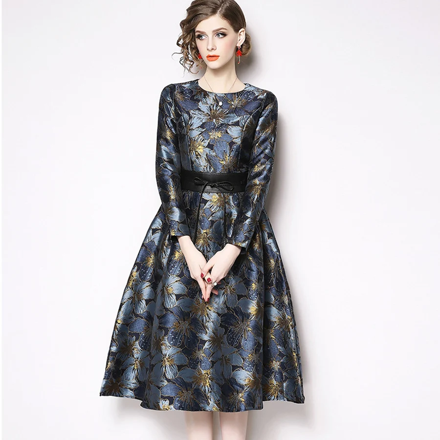 Spring New 2019 women dresses lace stitching Chiffon fashion party dress long sleeve High end jacquard dress
Spring New 2019 women dresses lace stitching Chiffon fashion party dress long sleeve High end jacquard dress