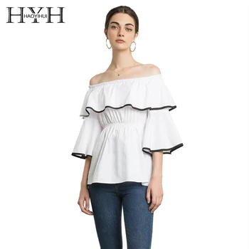 HYH HAOYIHUI 2018 Off Shoulder Ruffles Sexy Women Shirts Girdle Butterfly Sleeve Patchwork Lady Tops Sweet Casual Female Blouse
HYH HAOYIHUI 2018 Off Shoulder Ruffles Sexy Women Shirts Girdle Butterfly Sleeve Patchwork Lady Tops Sweet Casual Female Blouse
