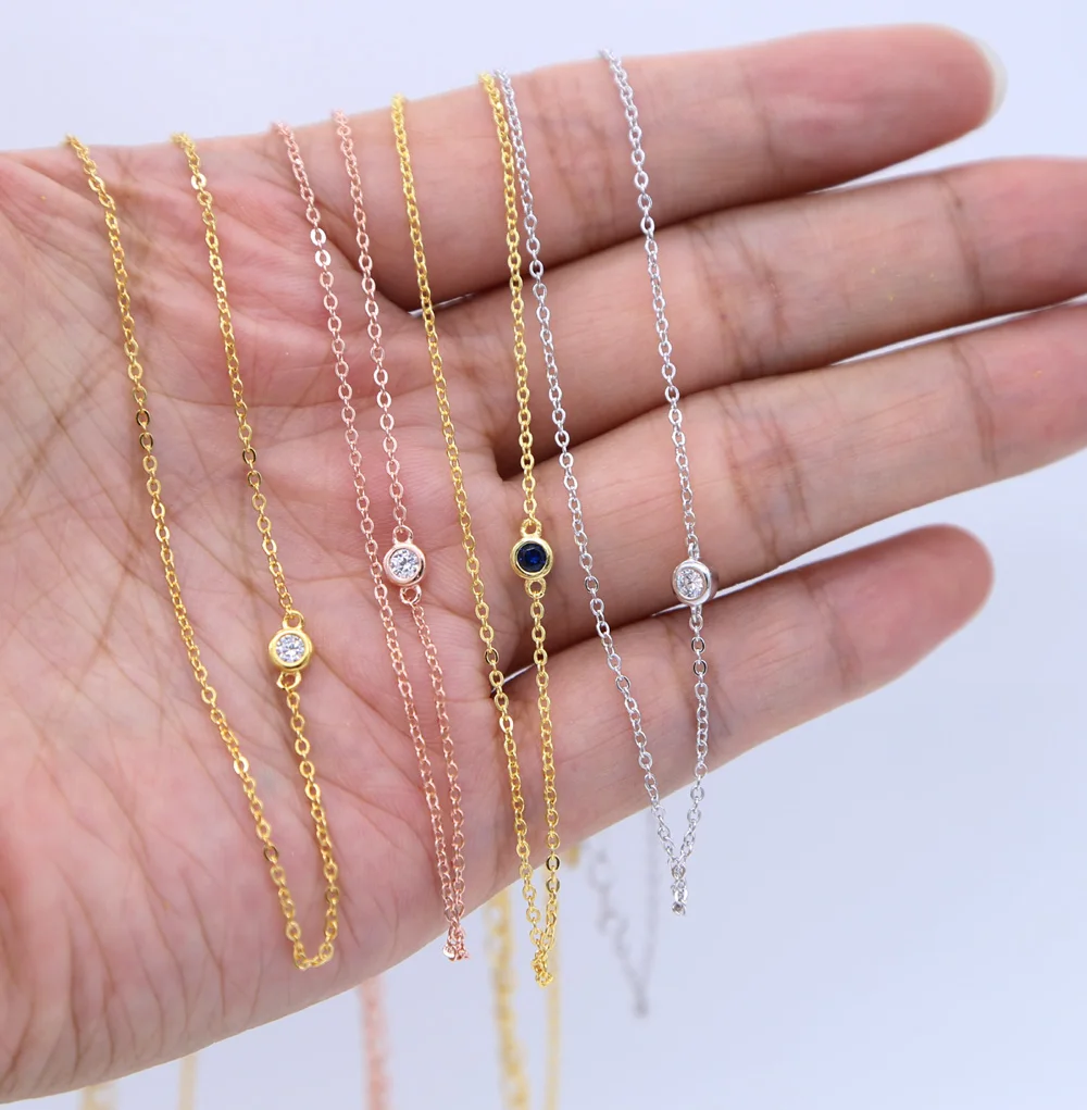 top quality link chain four colors real 100% 925pure silver thin necklace women girls neck accessories single round cz for women
top quality link chain four colors real 100% 925pure silver thin necklace women girls neck accessories single round cz for women