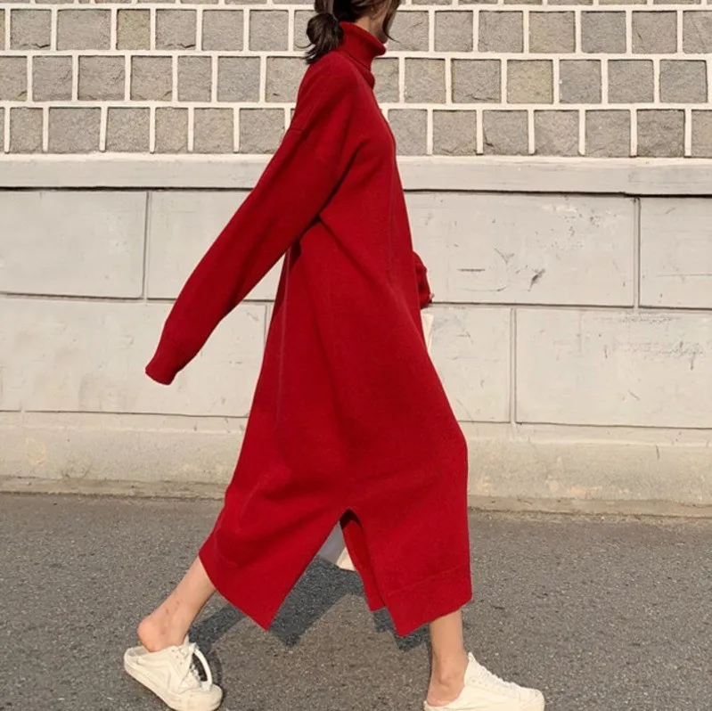 LANMREM 2019 New Fashion Turtleneck Side Vent Henline Loose Dress Type Sweater Female's Long Sleeve Knit Clothing Vestido YF312
LANMREM 2019 New Fashion Turtleneck Side Vent Henline Loose Dress Type Sweater Female's Long Sleeve Knit Clothing Vestido YF312