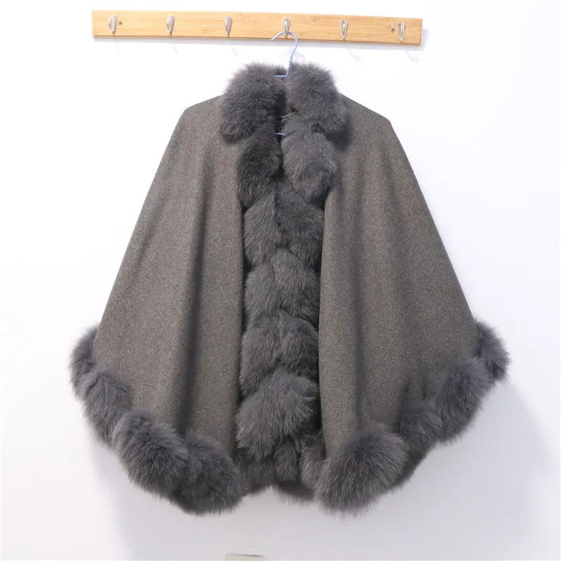 Free shipping cashmere cape with real fox fur trim length 90cm long style fox fur pashmina for women
Free shipping cashmere cape with real fox fur trim length 90cm long style fox fur pashmina for women