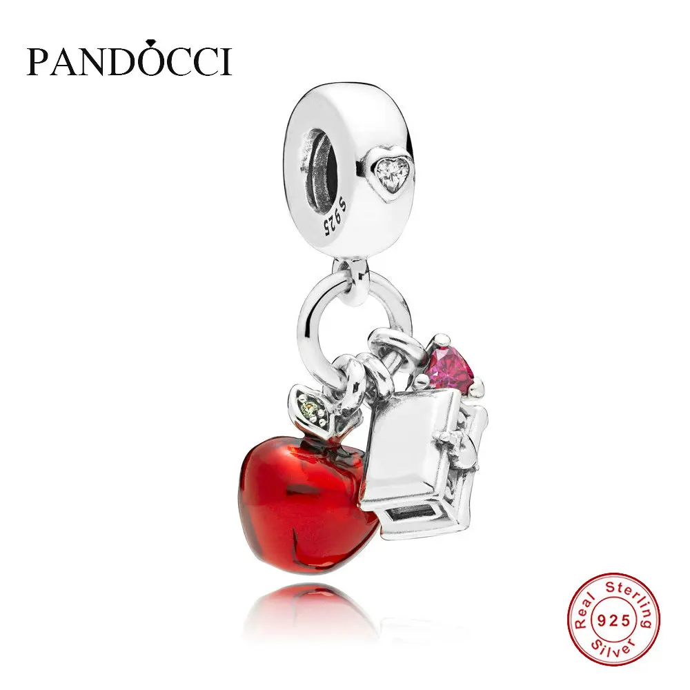 925 Sterling Silver Snow White's Apple & Heart Dangle Charm, Red Enamel Beads Original Jewelry Fits For Bracelets PANDOCCI
925 Sterling Silver Snow White's Apple & Heart Dangle Charm, Red Enamel Beads Original Jewelry Fits For Bracelets PANDOCCI