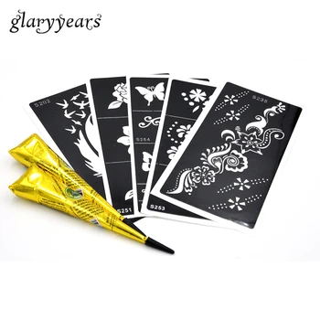 5 Pieces Medium Henna Stencil + 2 Pieces Black Henna Paste Cone Beauty Women Body Arm Makeup Art Paint Tattoo Stencil Waterproof
5 Pieces Medium Henna Stencil + 2 Pieces Black Henna Paste Cone Beauty Women Body Arm Makeup Art Paint Tattoo Stencil Waterproof