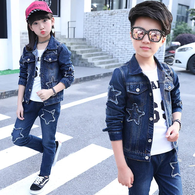 Teenage Girls Clothes Autumn Pentagram Denim Pants Suit Long Sleeve Cotton Toddler Girl Clothes Set Big Boys Clothes Set 12 Year 
Teenage Girls Clothes Autumn Pentagram Denim Pants Suit Long Sleeve Cotton Toddler Girl Clothes Set Big Boys Clothes Set 12 Year