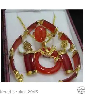 Jewelry Red jade pendant earrings bracelet Ring Sets18K gold plated watch wholesale Quartz stone CZ crystal
Jewelry Red jade pendant earrings bracelet Ring Sets18K gold plated watch wholesale Quartz stone CZ crystal