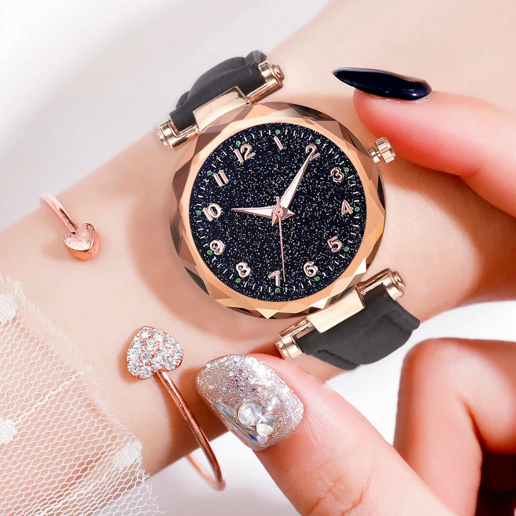Luxury Women's Watches Leather Belt Quartz Watch Creative Glass Starry Sky Sky Dial Diamond Women Watch 2019 zegarek damski
Luxury Women's Watches Leather Belt Quartz Watch Creative Glass Starry Sky Sky Dial Diamond Women Watch 2019 zegarek damski