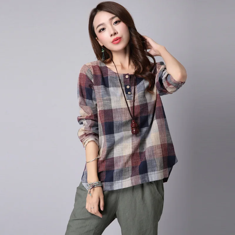 2016 New Spring Autumn Roune Collar Classic Case Grain Cotton Linen Hitting Scene Loose Long-sleeved Shirt Women's Clothing 154D
2016 New Spring Autumn Roune Collar Classic Case Grain Cotton Linen Hitting Scene Loose Long-sleeved Shirt Women's Clothing 154D