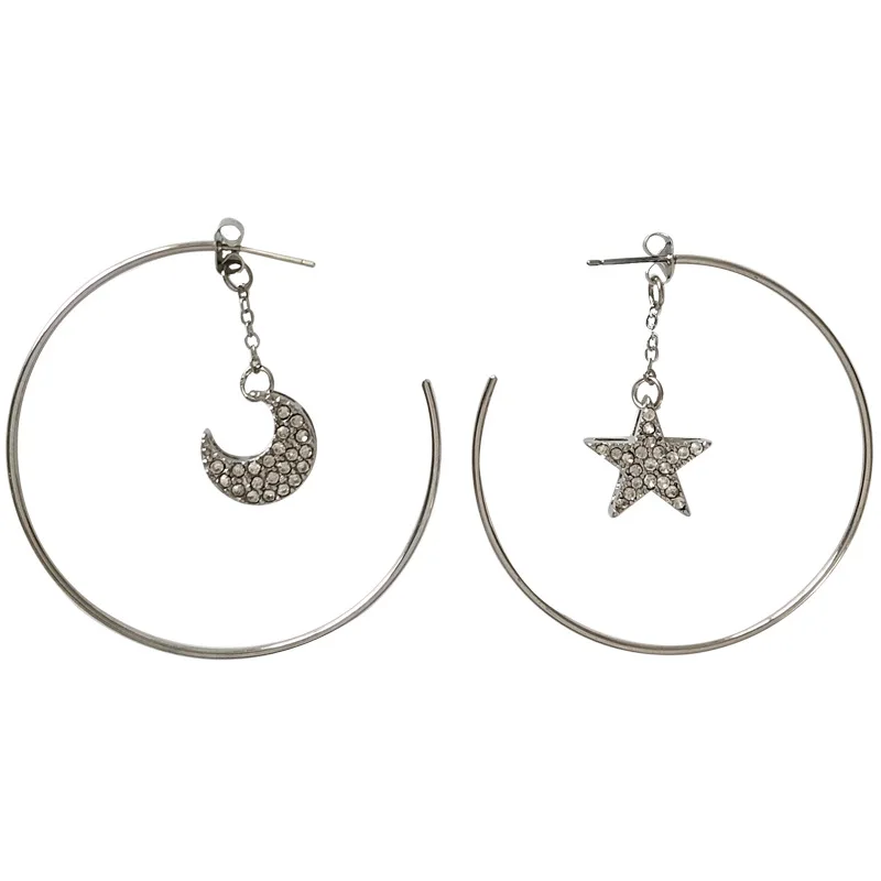 Korean Style Simple Silver Color C Shape Round Circle Earrings Full Rhinestone Sailor Moon Star Hoop Earrings for Women Lady
Korean Style Simple Silver Color C Shape Round Circle Earrings Full Rhinestone Sailor Moon Star Hoop Earrings for Women Lady