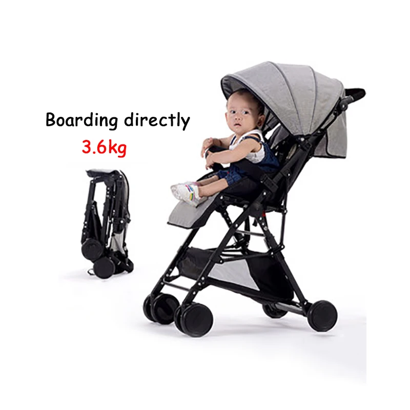 

Can boarding directly stroller 3.6kg ultra-light fold stroller can sit reclining children high landscape children strollers 2019