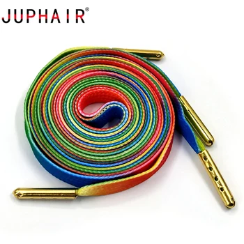 

JUPHAIR Leopard Flat Shoelaces Metal Tip Flag Zebra Pattern Printing Shoelace Double Layer Colorful Rainbow Shoe Laces Polyester