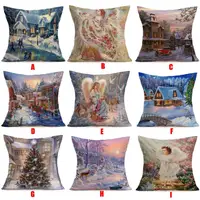 2018 Pillow Case 45*45 Merry Christmas Linen Pillow Cases Sofa Cushion Cover Home Decoration Free Shipping NEW DE15 image