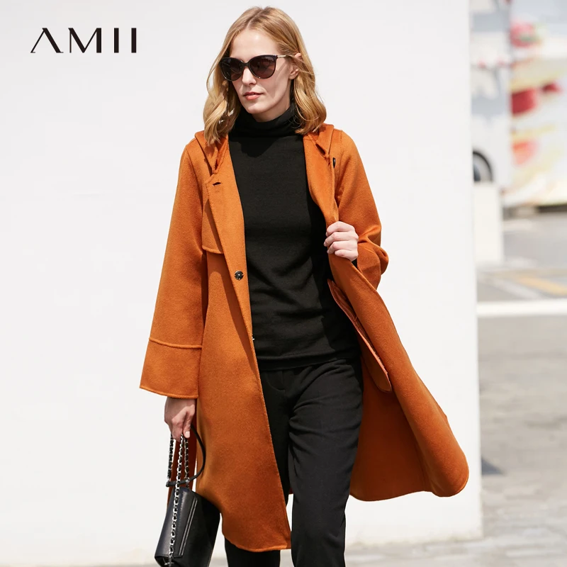 Amii Minimalism 100% Wool Double-sided Coat 2018 New Hood Belt A-line Female Long Wool Jacket Coat
Amii Minimalism 100% Wool Double-sided Coat 2018 New Hood Belt A-line Female Long Wool Jacket Coat