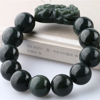 14/16mm100% Natural Dark Green HETIAN nephrite Stone Bracelets Pixiu Bracelets Round Beads Bracelets Bangles Men's Jades Jewelry
14/16mm100% Natural Dark Green HETIAN nephrite Stone Bracelets Pixiu Bracelets Round Beads Bracelets Bangles Men's Jades Jewelry