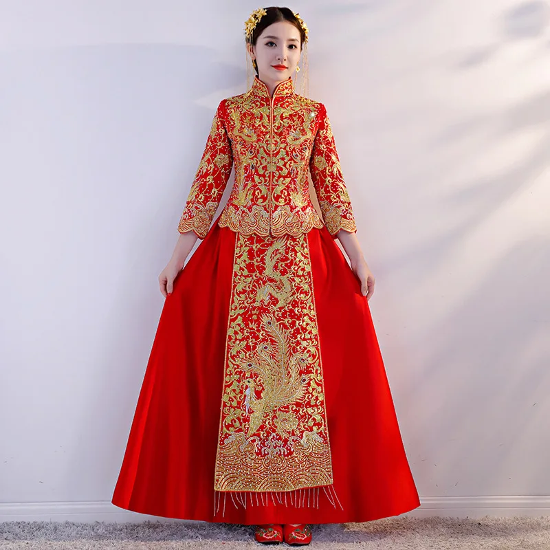 Red Traditional Show bride Embroidery cheongsam married suits chinese style wedding formal dress female Overseas Chinese Qipao
Red Traditional Show bride Embroidery cheongsam married suits chinese style wedding formal dress female Overseas Chinese Qipao