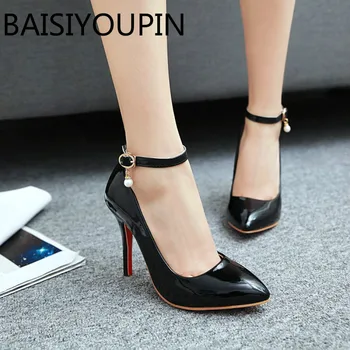 Women Fashion Shoes Female Simple Nude High Heels Shoes Pearl Thin Heel Large Small Size 31 43 48 A Word Buckle Wedding Shoes
Women Fashion Shoes Female Simple Nude High Heels Shoes Pearl Thin Heel Large Small Size 31 43 48 A Word Buckle Wedding Shoes
