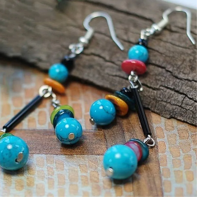 Retro Original Natural Stone Beads Tibetan Irregular Candy Colored Shells Earrings Ethnic Jewelry 925 Sterling Silver Ear Hooks
Retro Original Natural Stone Beads Tibetan Irregular Candy Colored Shells Earrings Ethnic Jewelry 925 Sterling Silver Ear Hooks