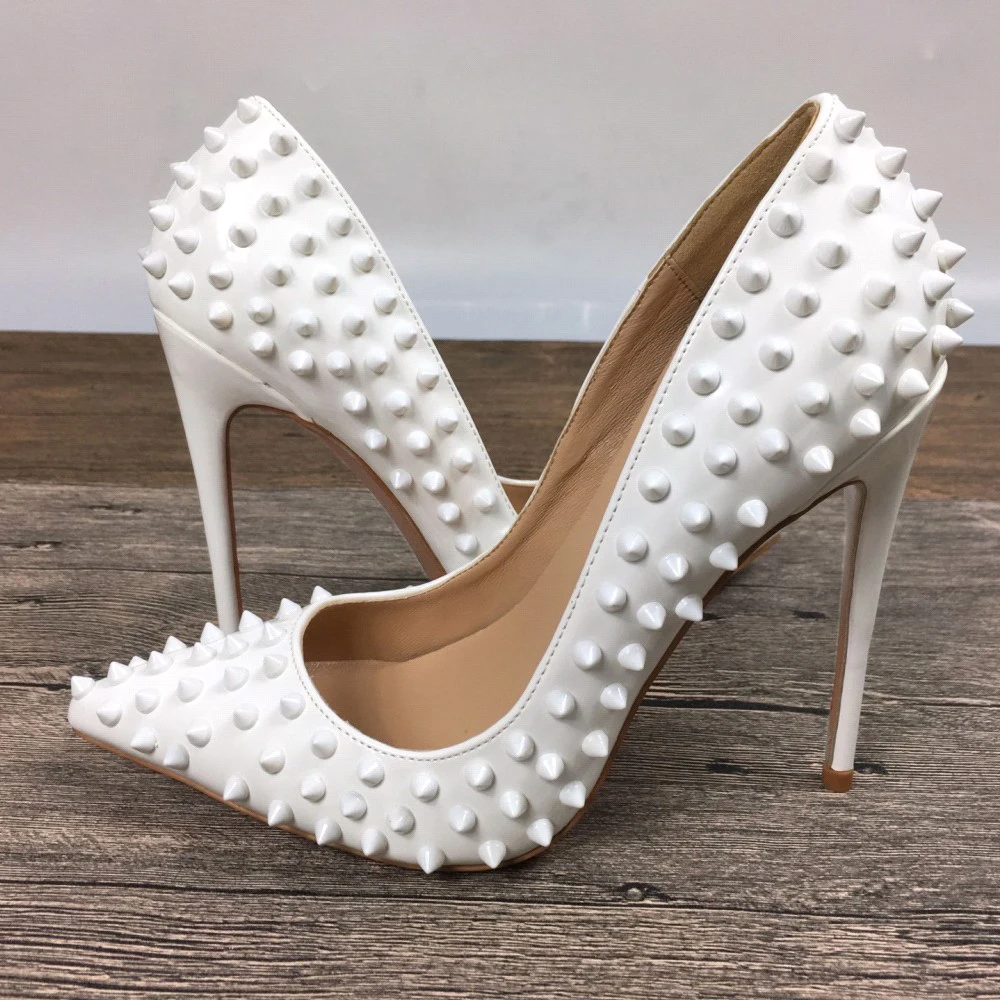 White Rivet Pu Leather High Heels Patent Exclusive Brand Needle Rivet Shallow Mouth High Heels Pump Wave 10 Cm 12cm
White Rivet Pu Leather High Heels Patent Exclusive Brand Needle Rivet Shallow Mouth High Heels Pump Wave 10 Cm 12cm