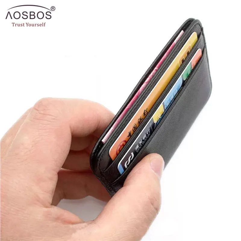 Супер тонкий мягкий кошелек Aosbos из 100% натуральной овечьей кожи мини-кошелек для